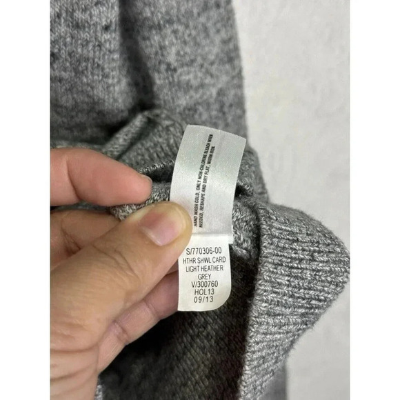 GAP Men's Cardigan Sweater Gray Knitted Cotton LARGE Vneck Casual Grandpa Cotton - Picture 5 of 8